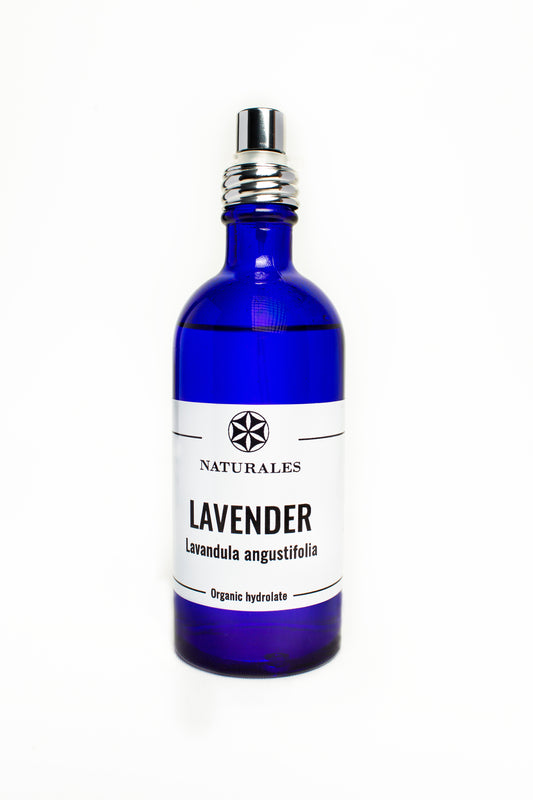 LAVENDER organic hydrosol in classic murano blue glass 100 ml.