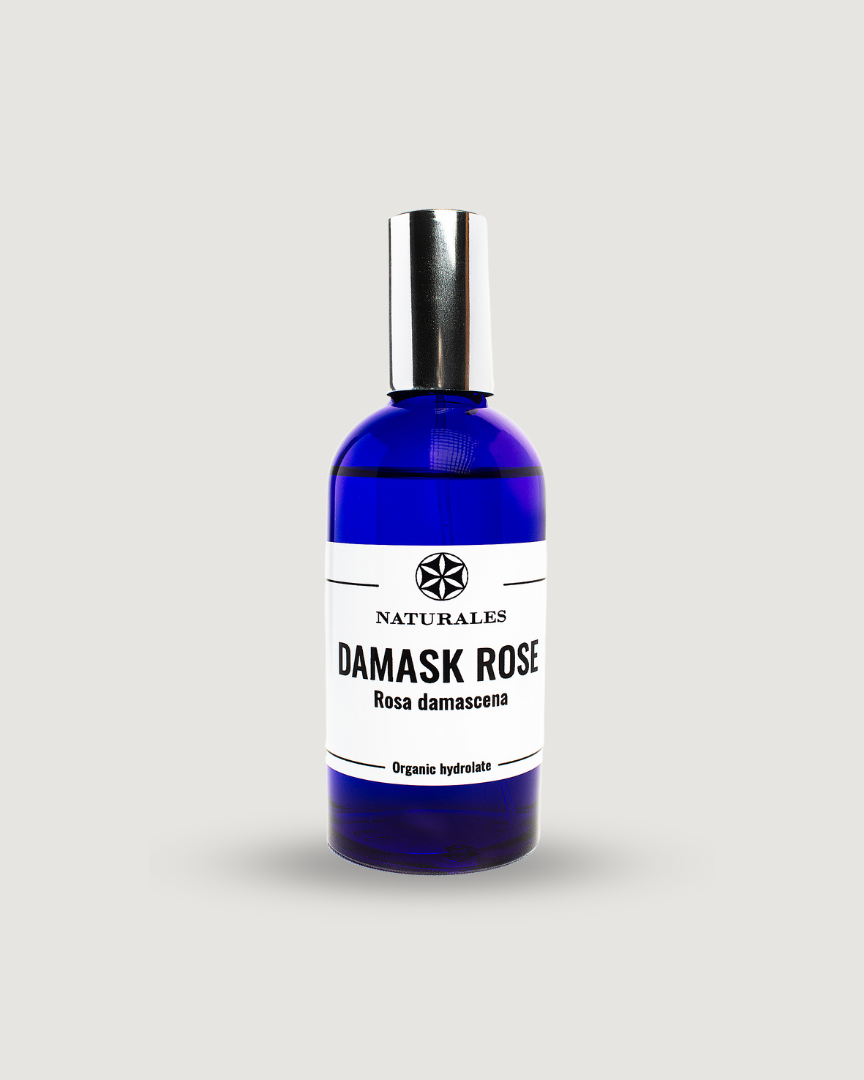 HYDROLATE Damask Rose Floral Water blue murano glass 100 ml.